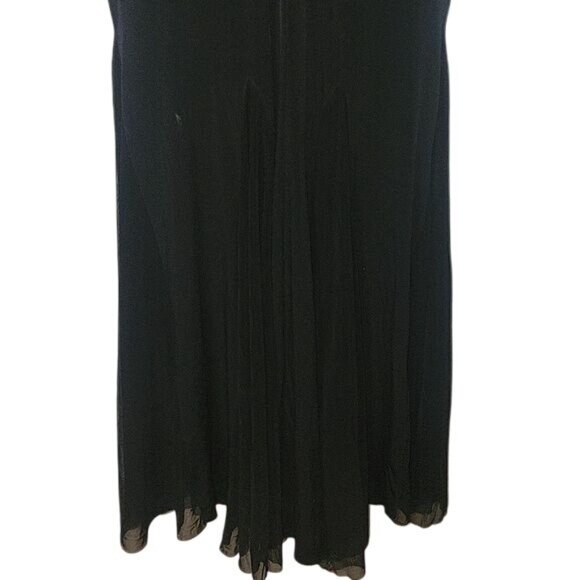 Black Halter Evening Gown With Rhinestone Embellishment & Flowing Sheer‎ Layers - Picture 8 of 9